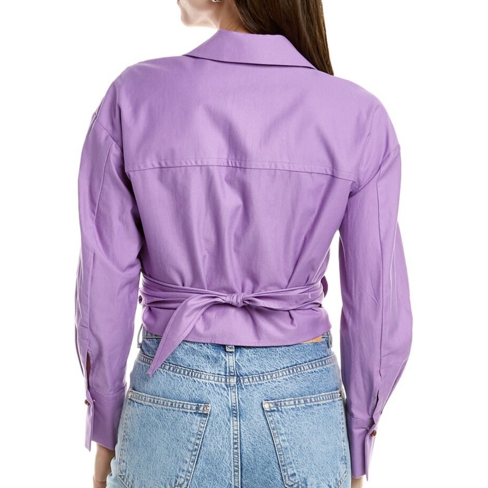 VINCE. | Purple Tie Back Long Sleeve Collared Shirt - Picture 12 of 12